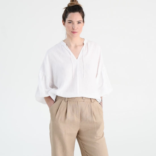 Linen blouse MANADO in White - MagicLinen