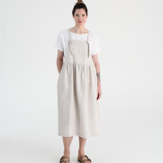 Pinafore linen dress MONTANA in Natural melange - MagicLinen