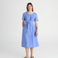Midi wrap linen dress MANILA in Blue stripes - MagicLinen