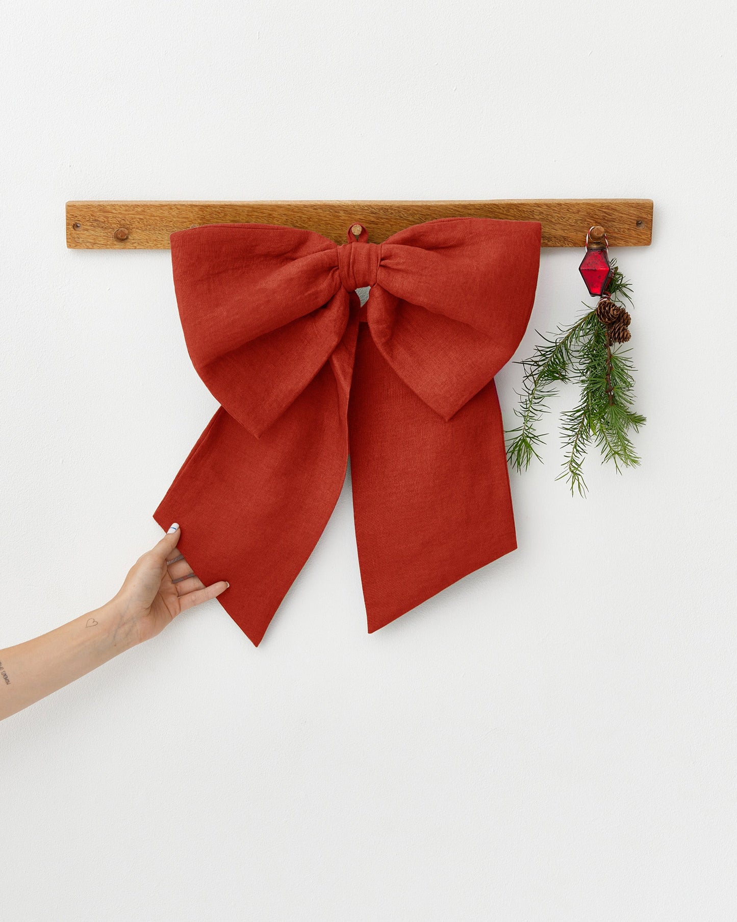Red Linen Decorative Bow