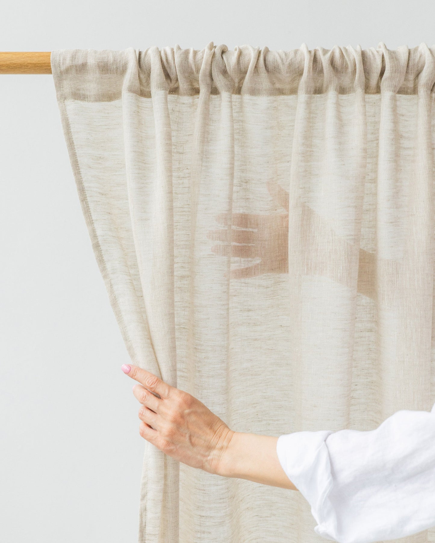 Sheer Rod Pocket Linen Curtain in Natural melange | MagicLinen