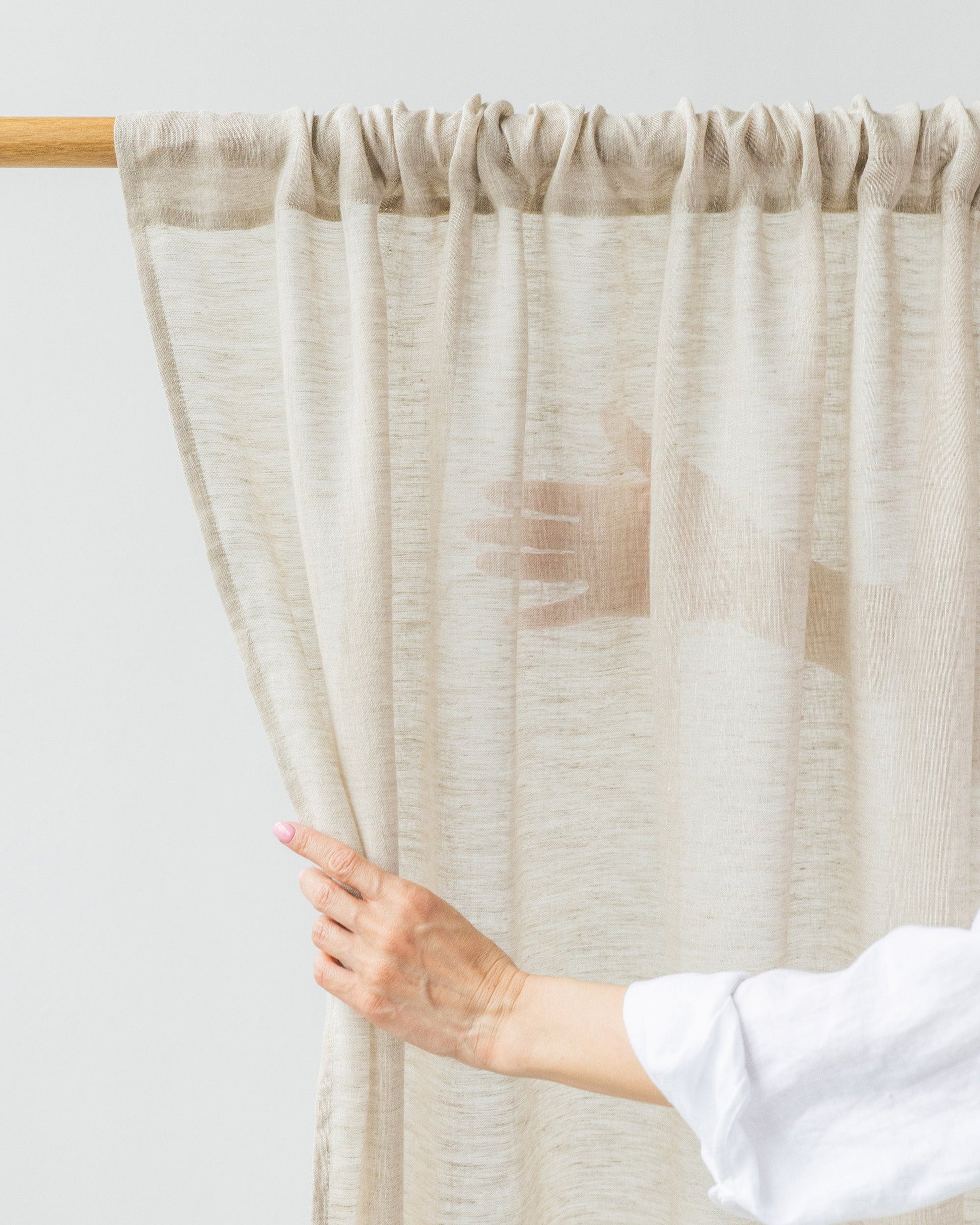 Sheer Rod Pocket Linen Curtain in Natural melange | MagicLinen