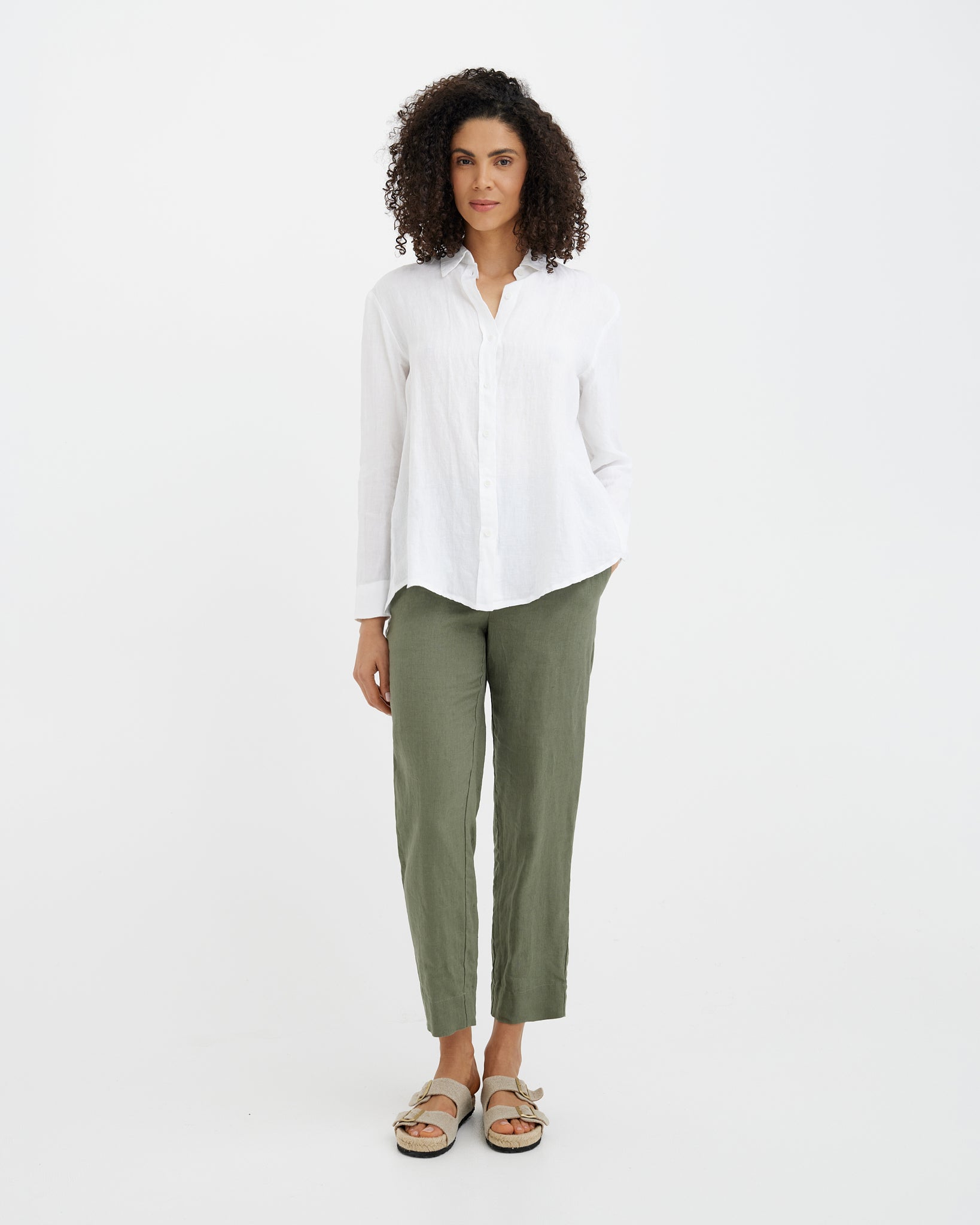 MagicLinen white linen shirt with fixed split-back detail and relaxed fit