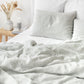Forest green Striped Linen Duvet Cover | MagicLinen