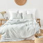 Forest green Striped Linen Duvet Cover | MagicLinen