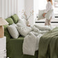 Striped in forest green linen duvet cover