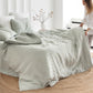 Striped in forest green linen duvet cover