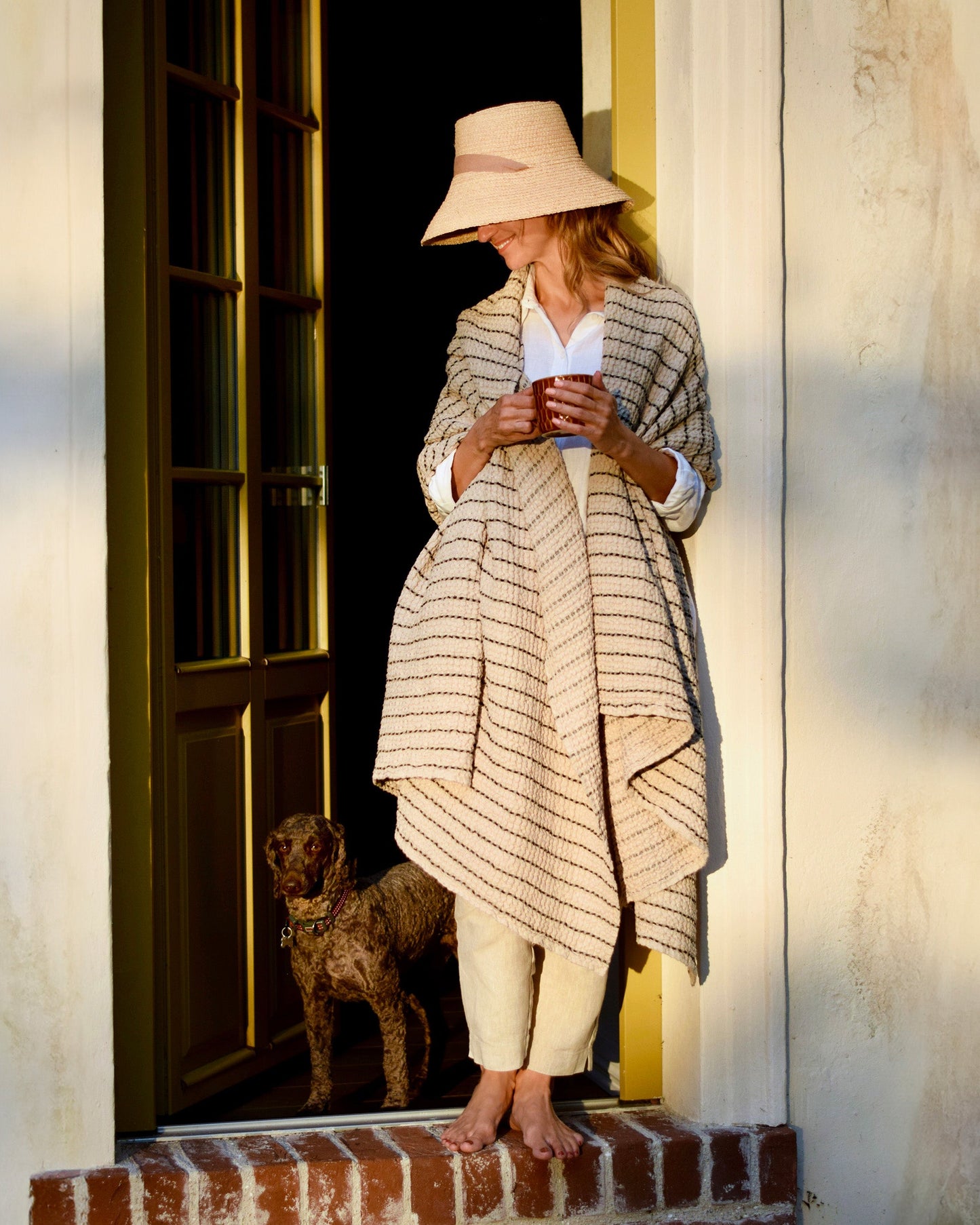 Striped Waffle Throw Blanket | MagicLinen