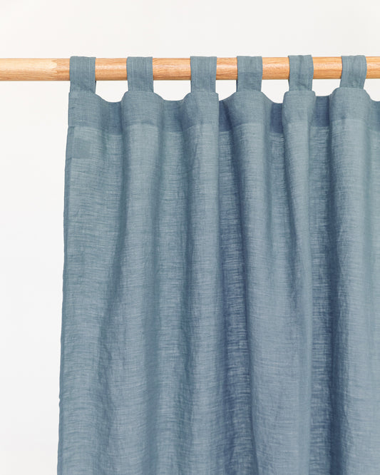 Tab top linen curtain panel (1 pcs) in Gray blue