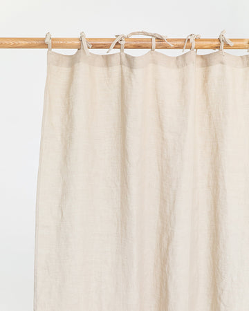 Tie top linen curtain panel (1 pcs) in Natural linen - MagicLinen