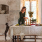 Under the Mistletoe print linen tablecloth