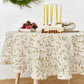 Round Linen Tablecloth in Under the mistletoe print | MagicLinen