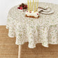 Round Linen Tablecloth in Under the mistletoe print | MagicLinen