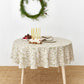 Round Linen Tablecloth in Under the mistletoe print | MagicLinen