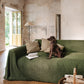 Waffle linen couch cover in Forest green