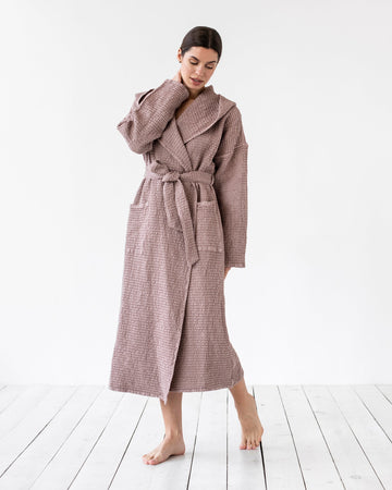 Women's waffle robe in Woodrose - MagicLinen