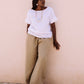 Wide leg linen pants ALCUDIA in Dried moss - MagicLinen