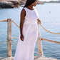 Long linen dress BORACAY in White - MagicLinen