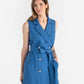Trench linen dress LISBON in Cobalt blue - MagicLinen