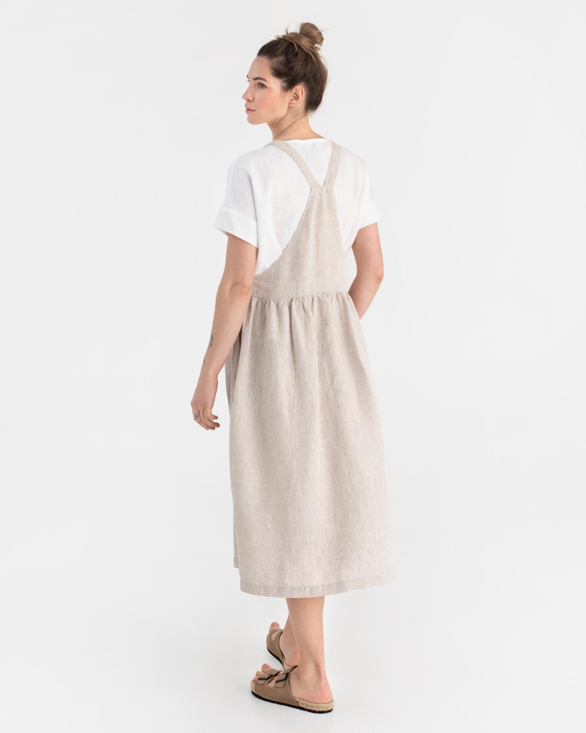 Pinafore linen dress MONTANA in Natural melange - MagicLinen