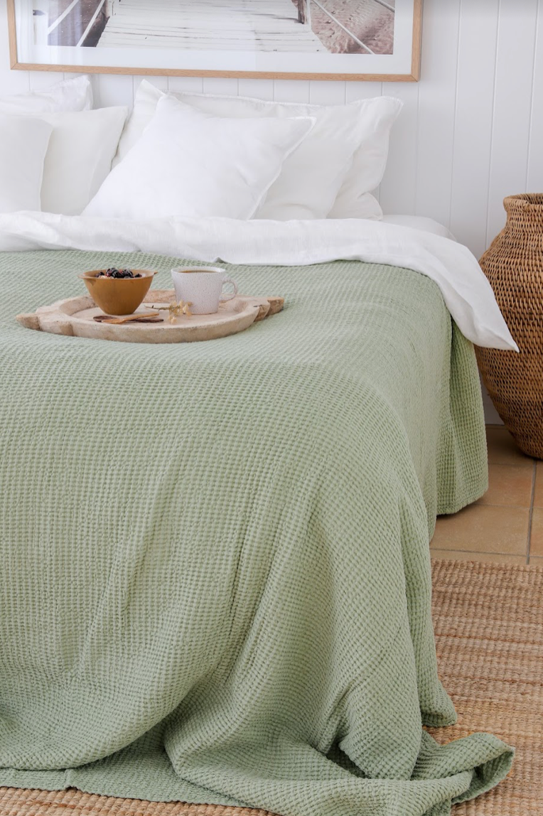 Pistachio waffle throw