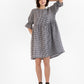 Voluminous linen dress NERJA in Black gingham - MagicLinen