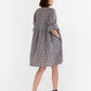 Voluminous linen dress NERJA in Black gingham - MagicLinen