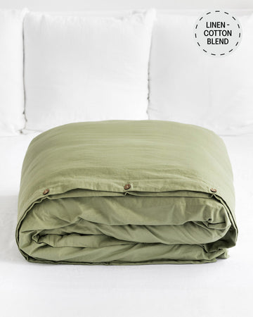Sage linen-cotton duvet cover - MagicLinen