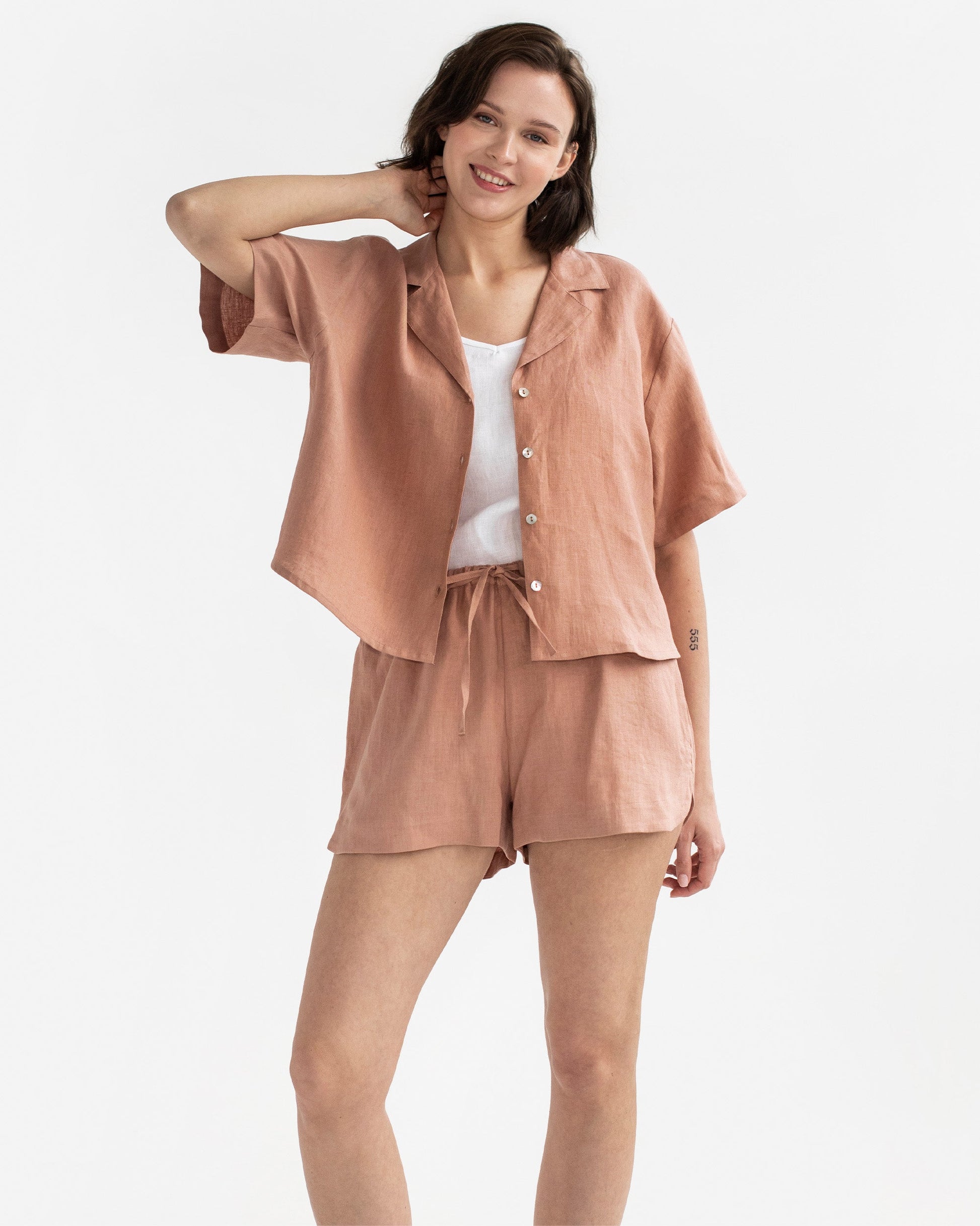 Linen lounge set PARGA in Ash rose - MagicLinen
