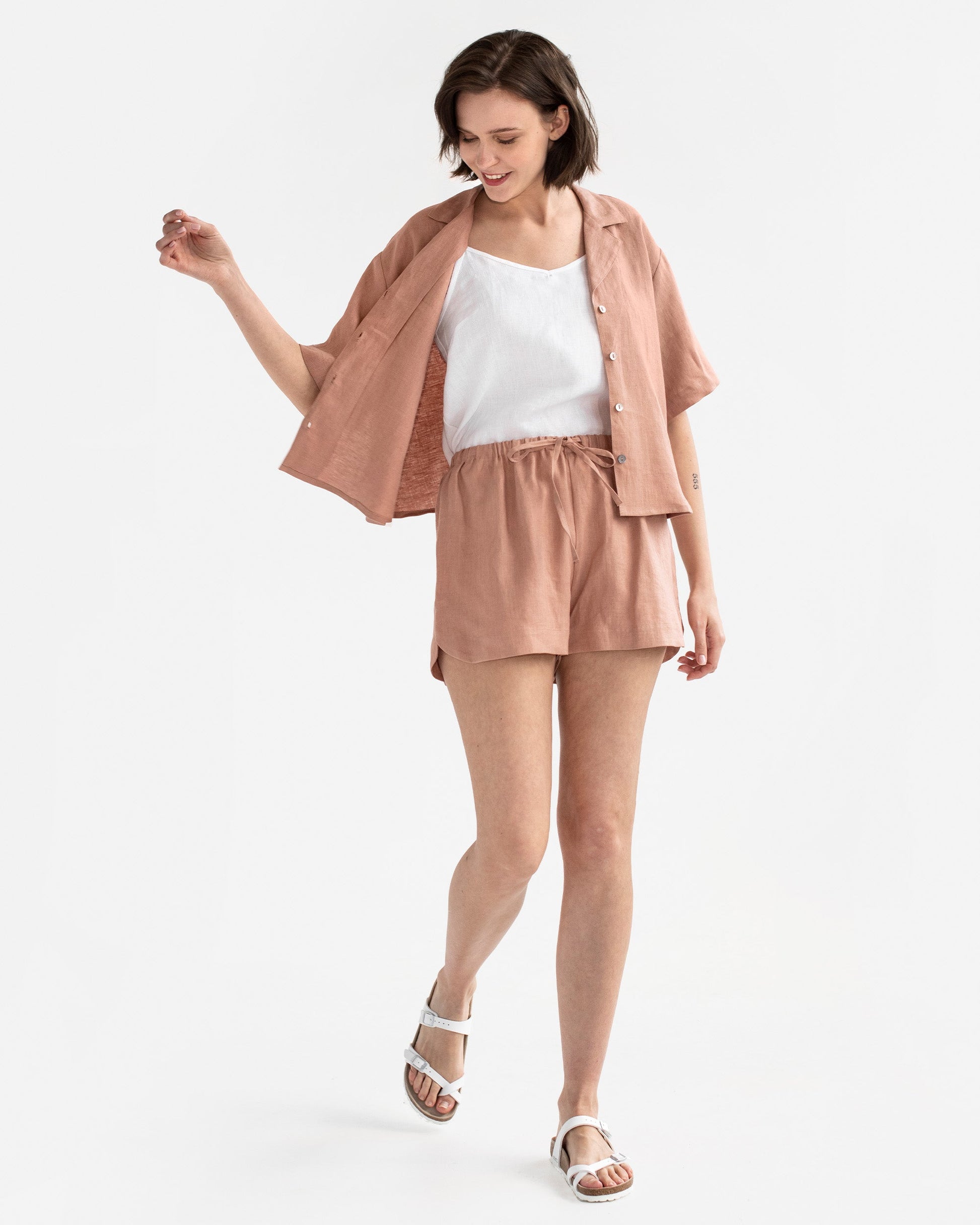 Linen lounge set PARGA in Ash rose - MagicLinen