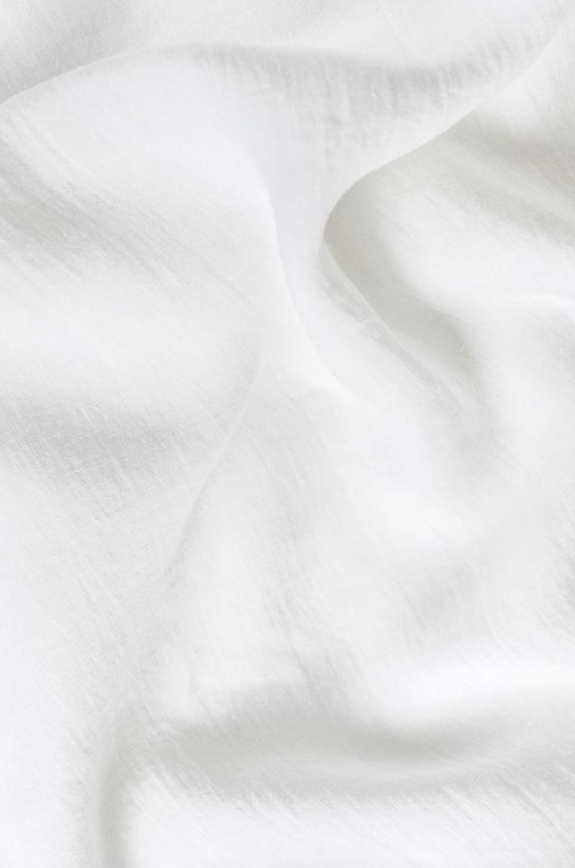 Ruffle trim linen tea towel