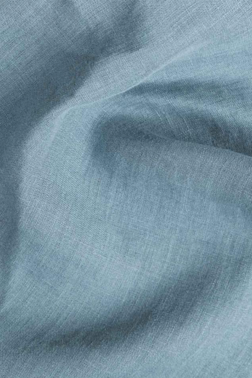 Ruffle trim linen tea towel