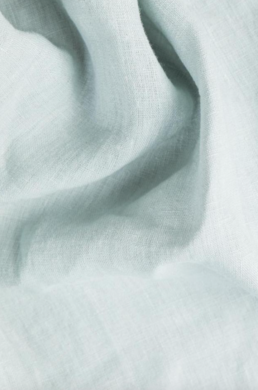 Ruffle trim linen tea towel