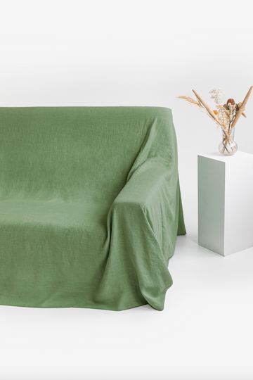 Linen couch cover in Forest Green