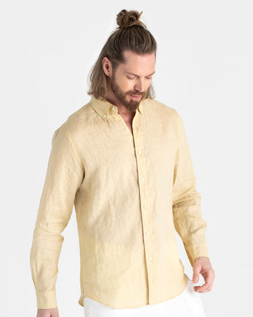 Men's classic linen shirt WENGEN in Cream - MagicLinen