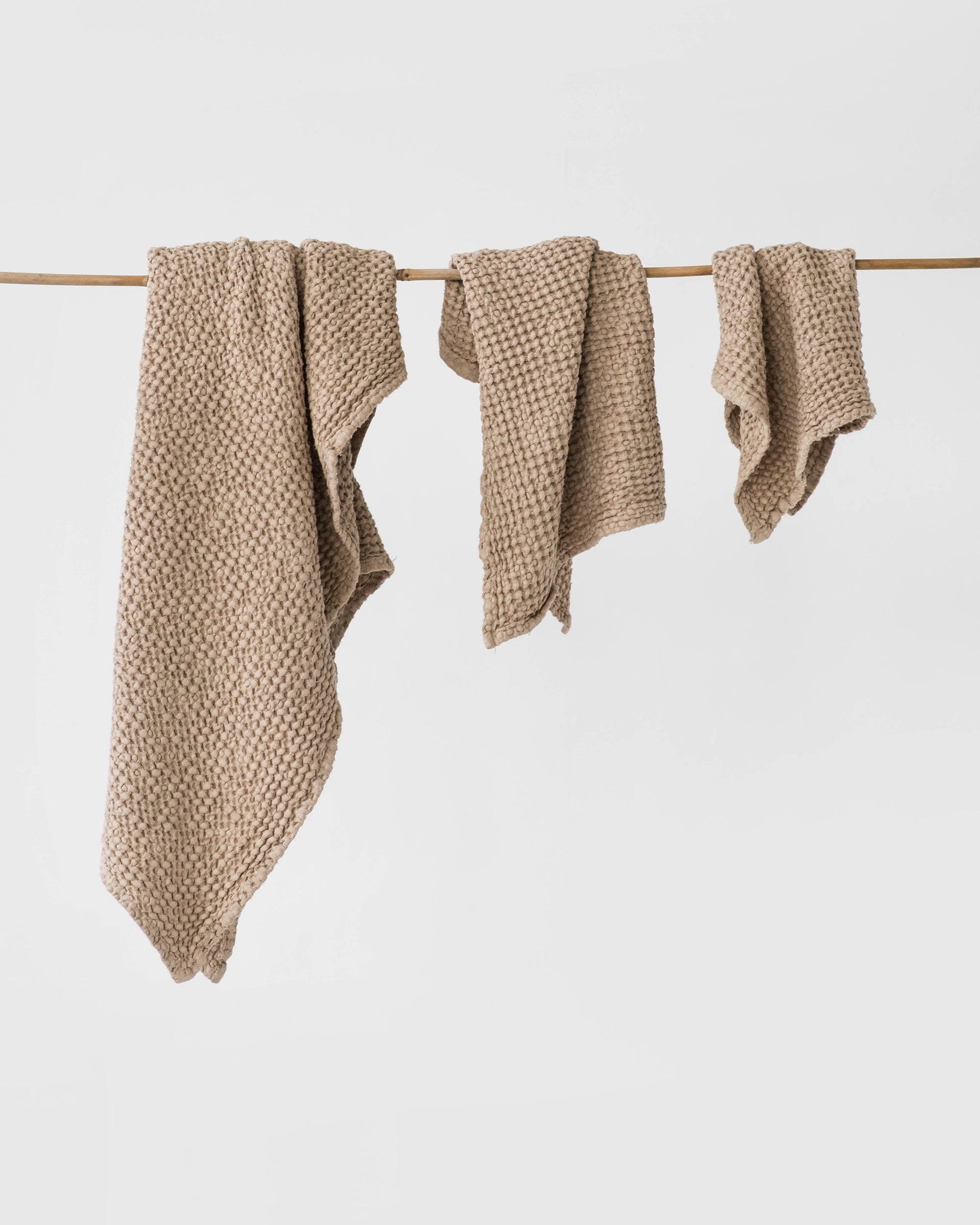 Beige waffle towel set (3 pcs) - MagicLinen