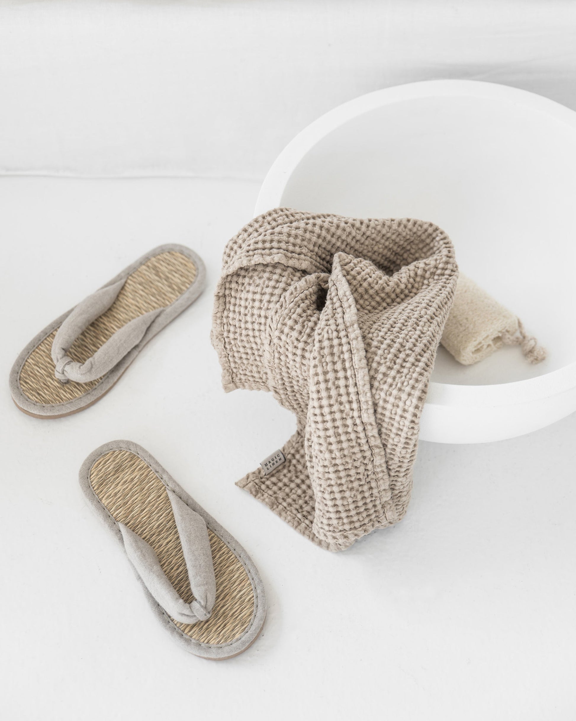 Beige waffle towel set (3 pcs) - MagicLinen
