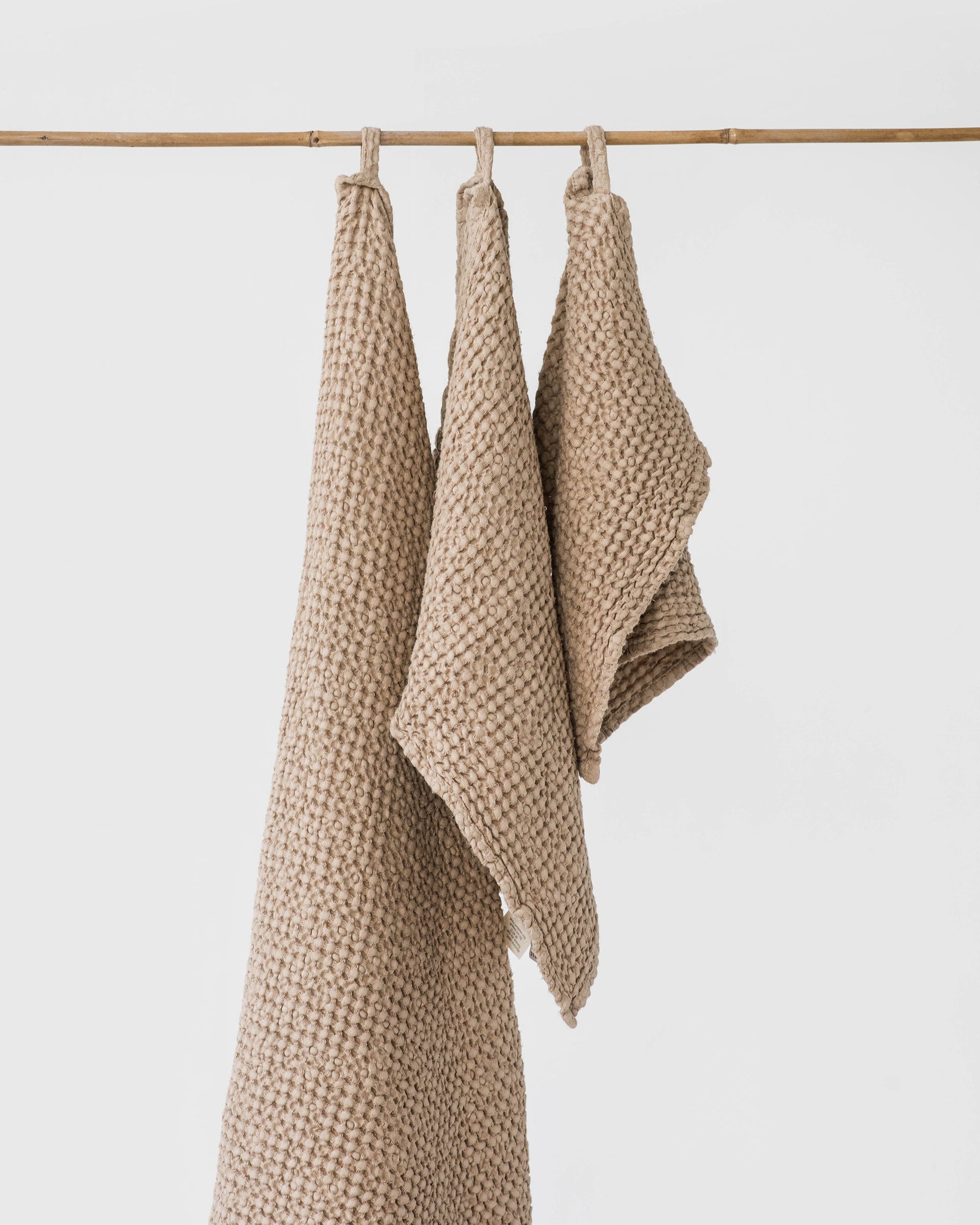 Beige waffle towel set (3 pcs) - MagicLinen