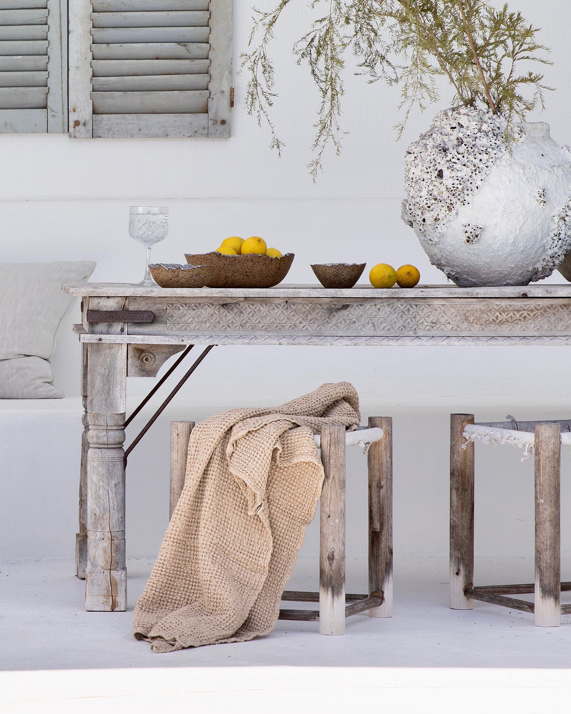 Beige waffle towel set (3 pcs) - MagicLinen