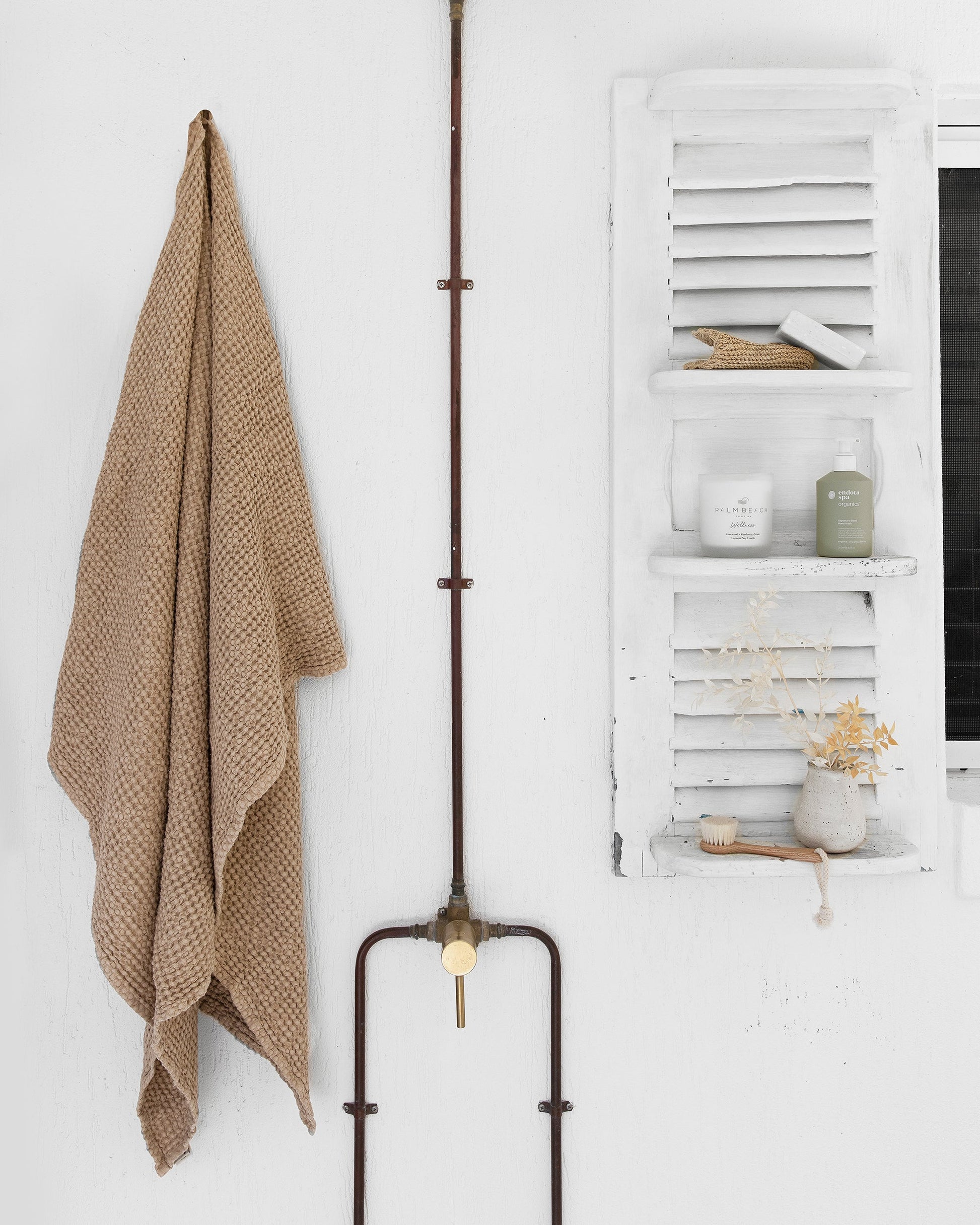 Beige waffle towel set (3 pcs) - MagicLinen