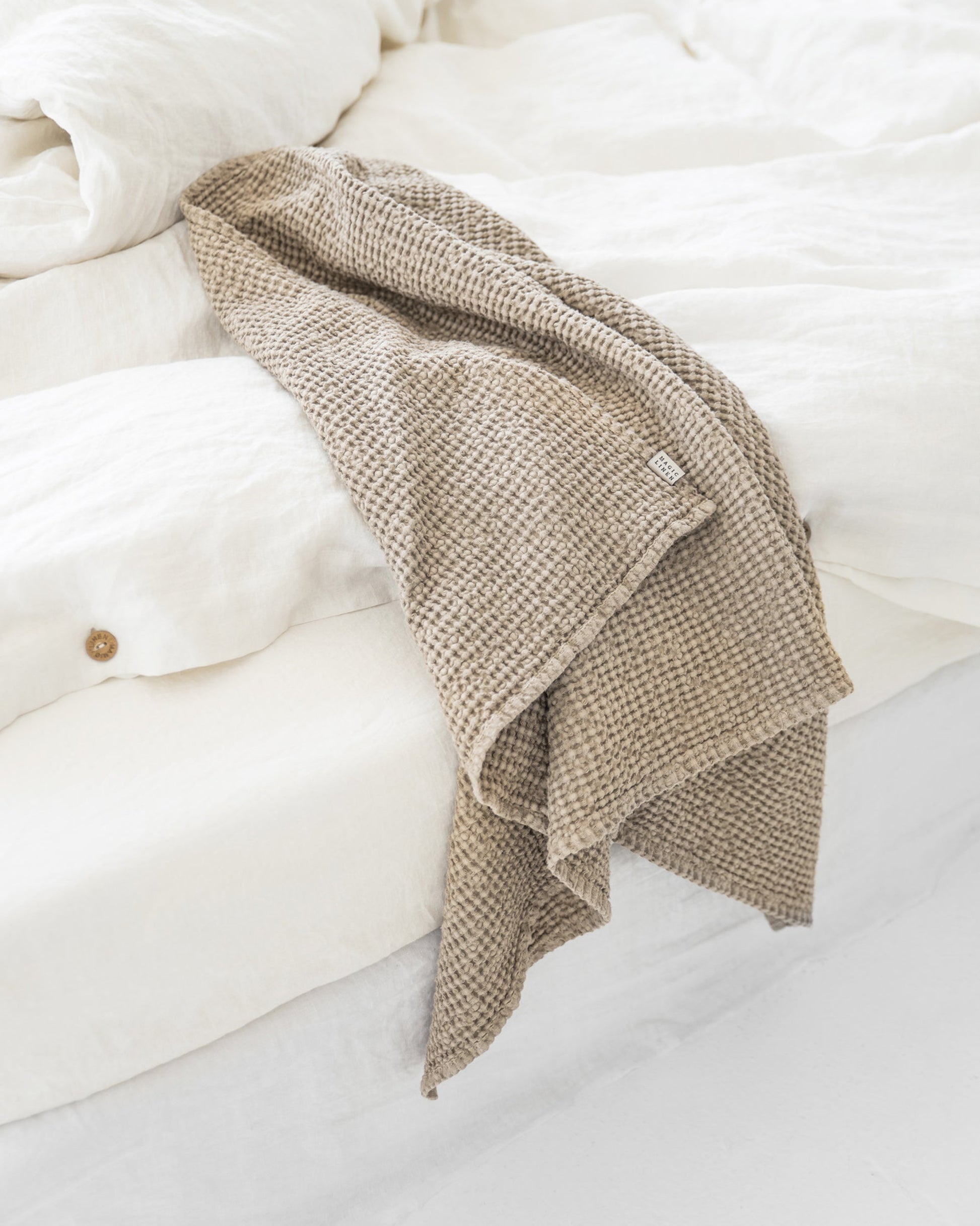 Beige waffle towel set (3 pcs) - MagicLinen