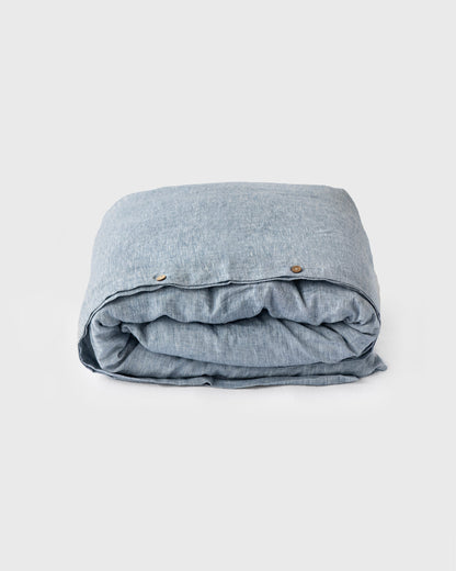 Blue melange linen duvet cover - MagicLinen