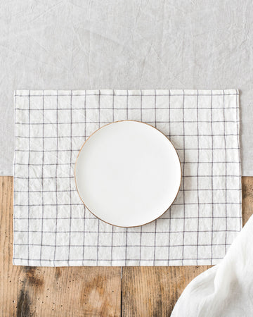 Charcoal grid linen placemat set of 2 - MagicLinen