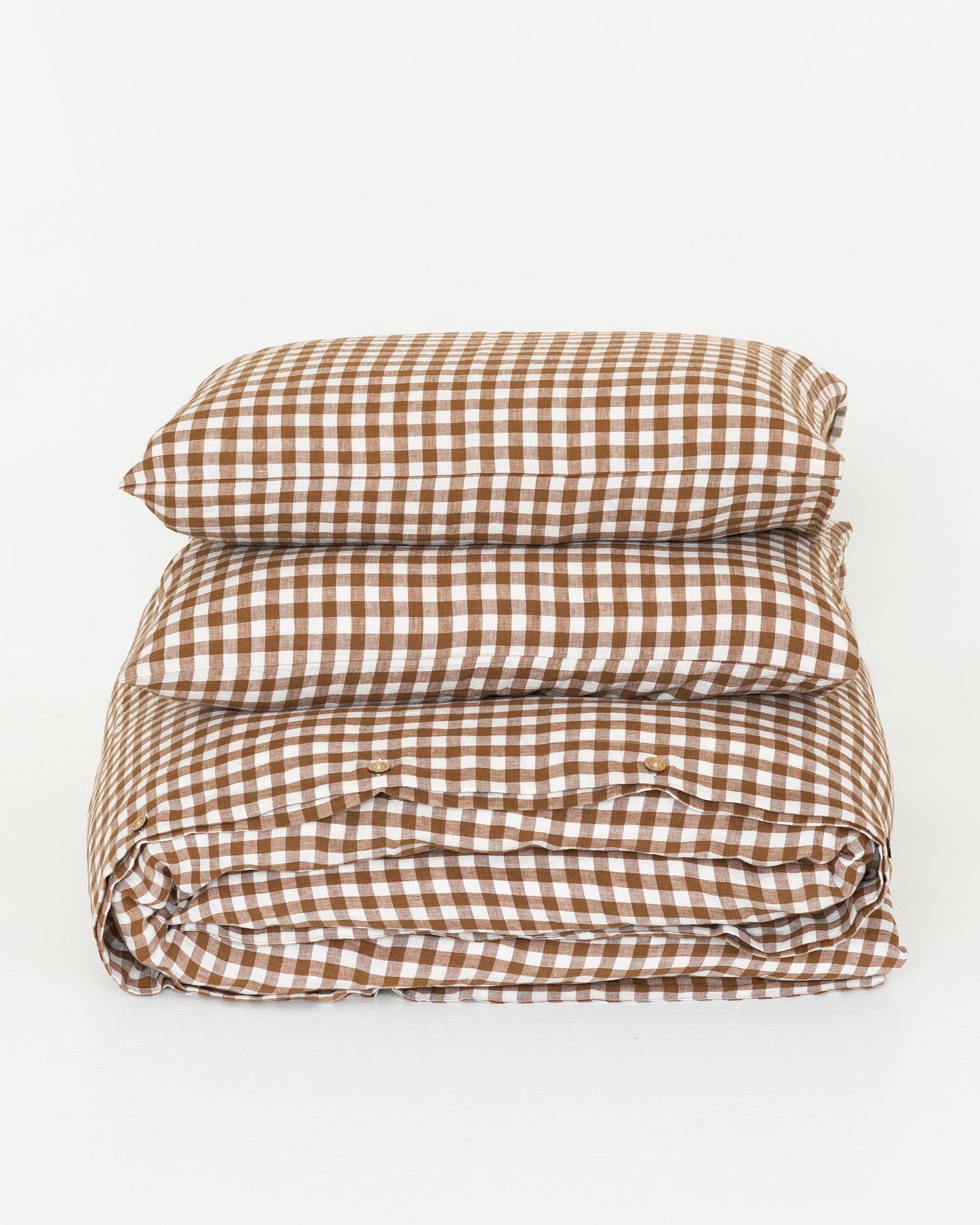 Cinnamon gingham linen duvet cover set | MagicLinen