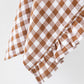 Ruffle trim linen tea towel in Cinnamon gingham - MagicLinen