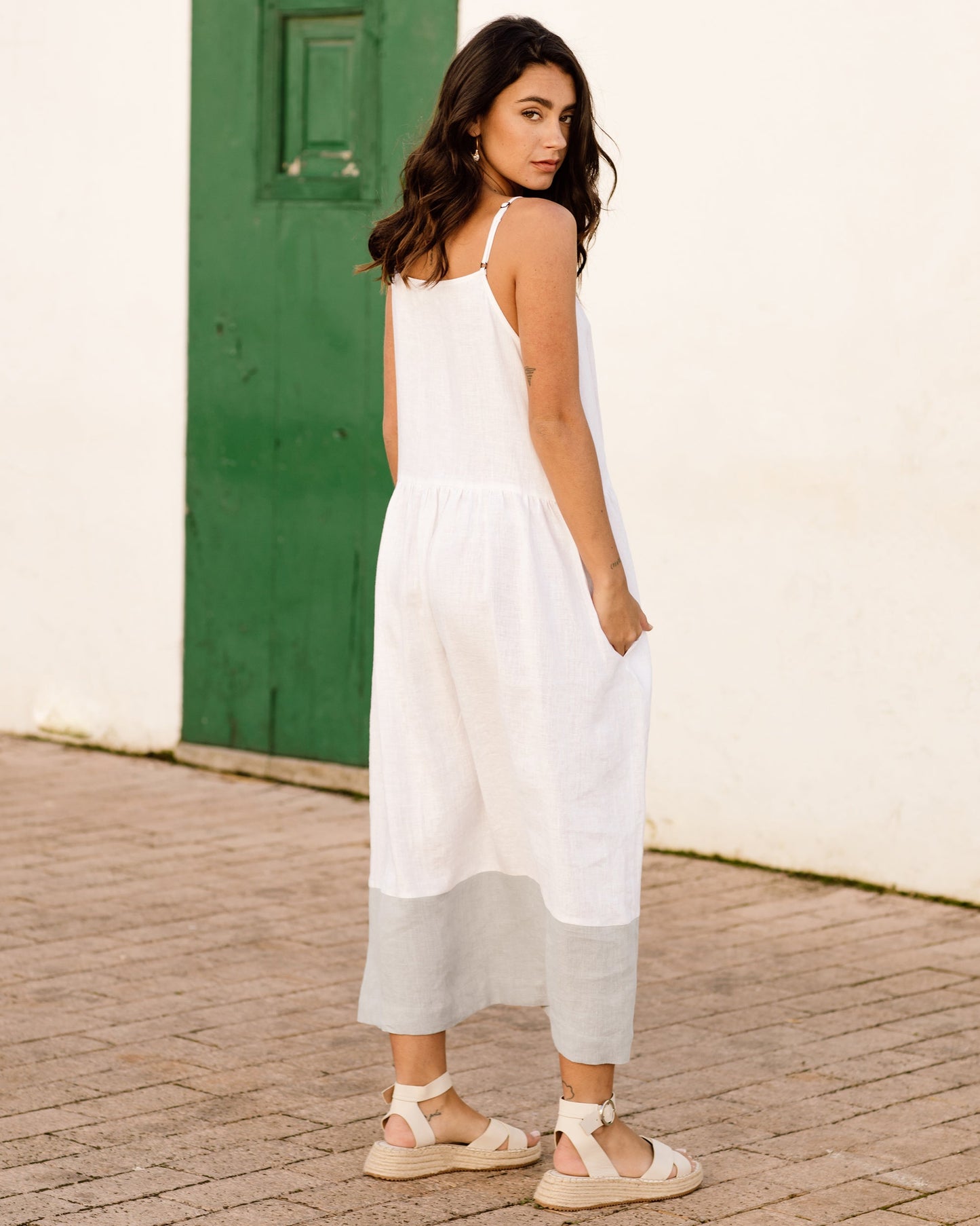 Color block linen dress CETARA - MagicLinen