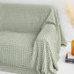 Linen couch cover in Forest green gingham - MagicLinen