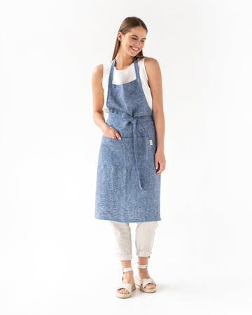 Denim linen bib apron - MagicLinen