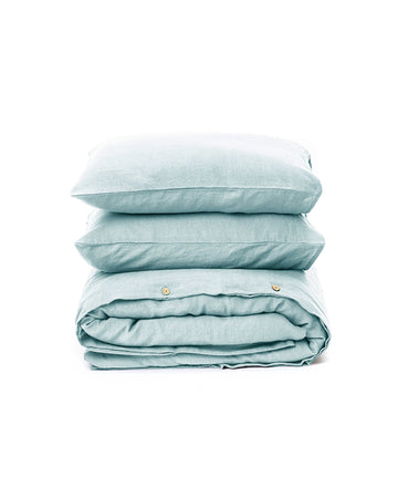 Dusty blue linen duvet cover set (3 pcs) - MagicLinen