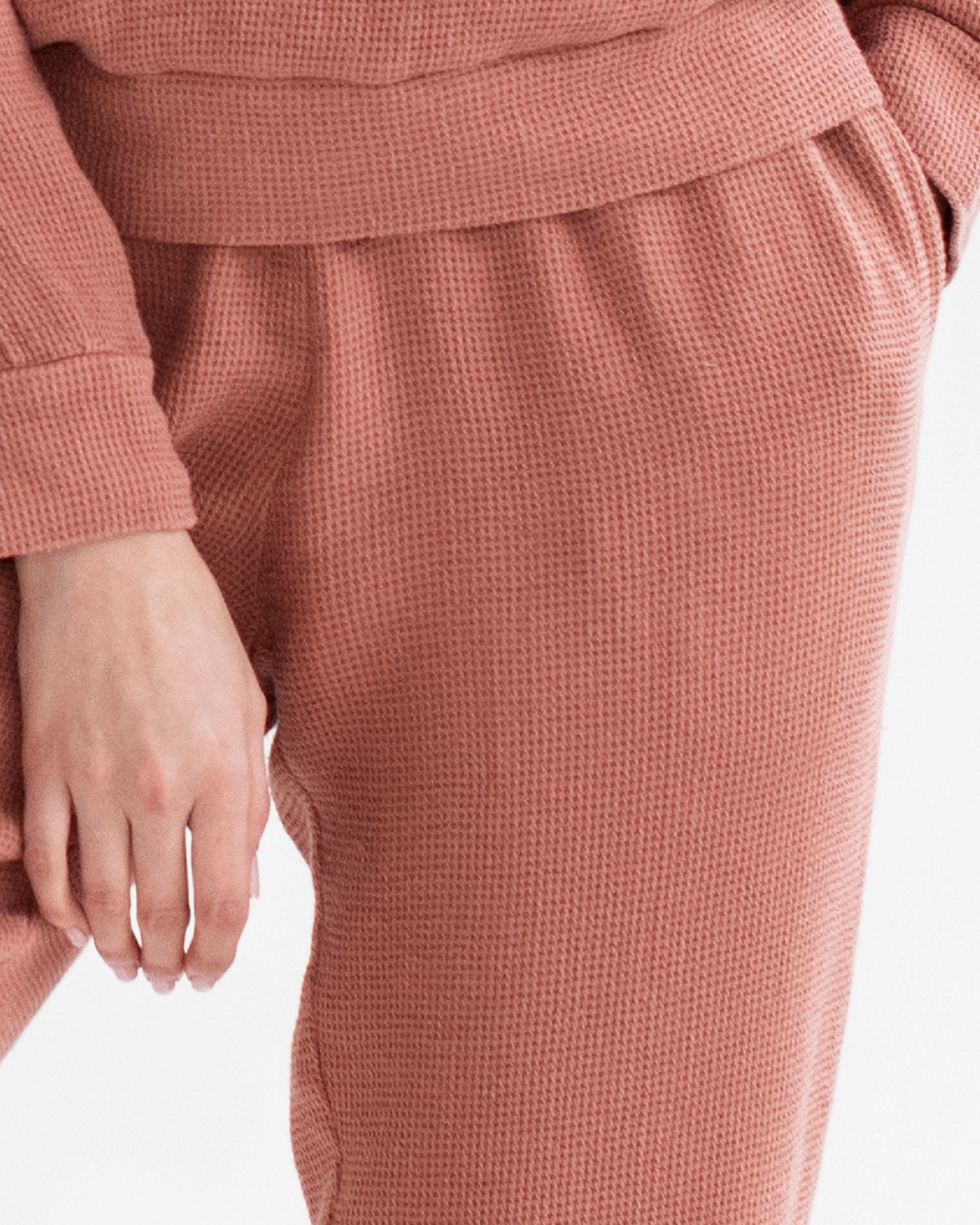 Waffle sweapants GIVERNY in Burnt sienna - MagicLinen
